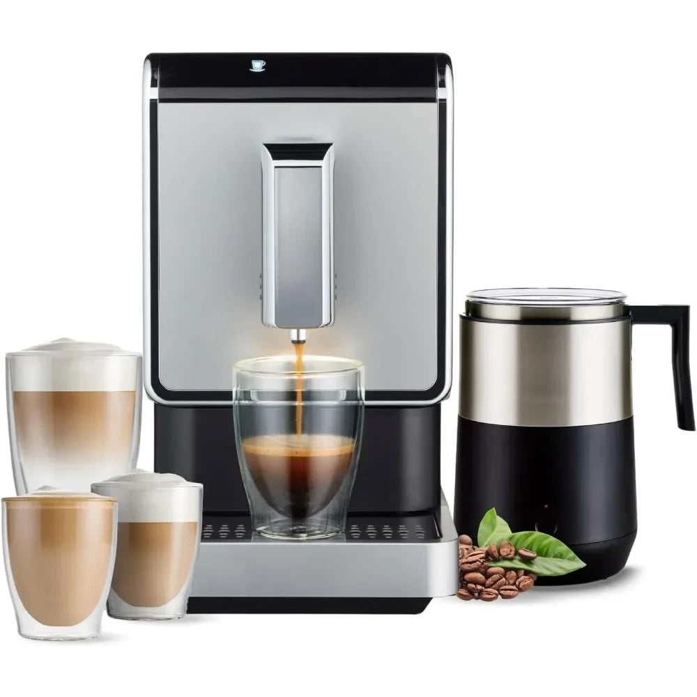 Automatic espresso machine, built-in grinder, no need for coffee capsules, silver color