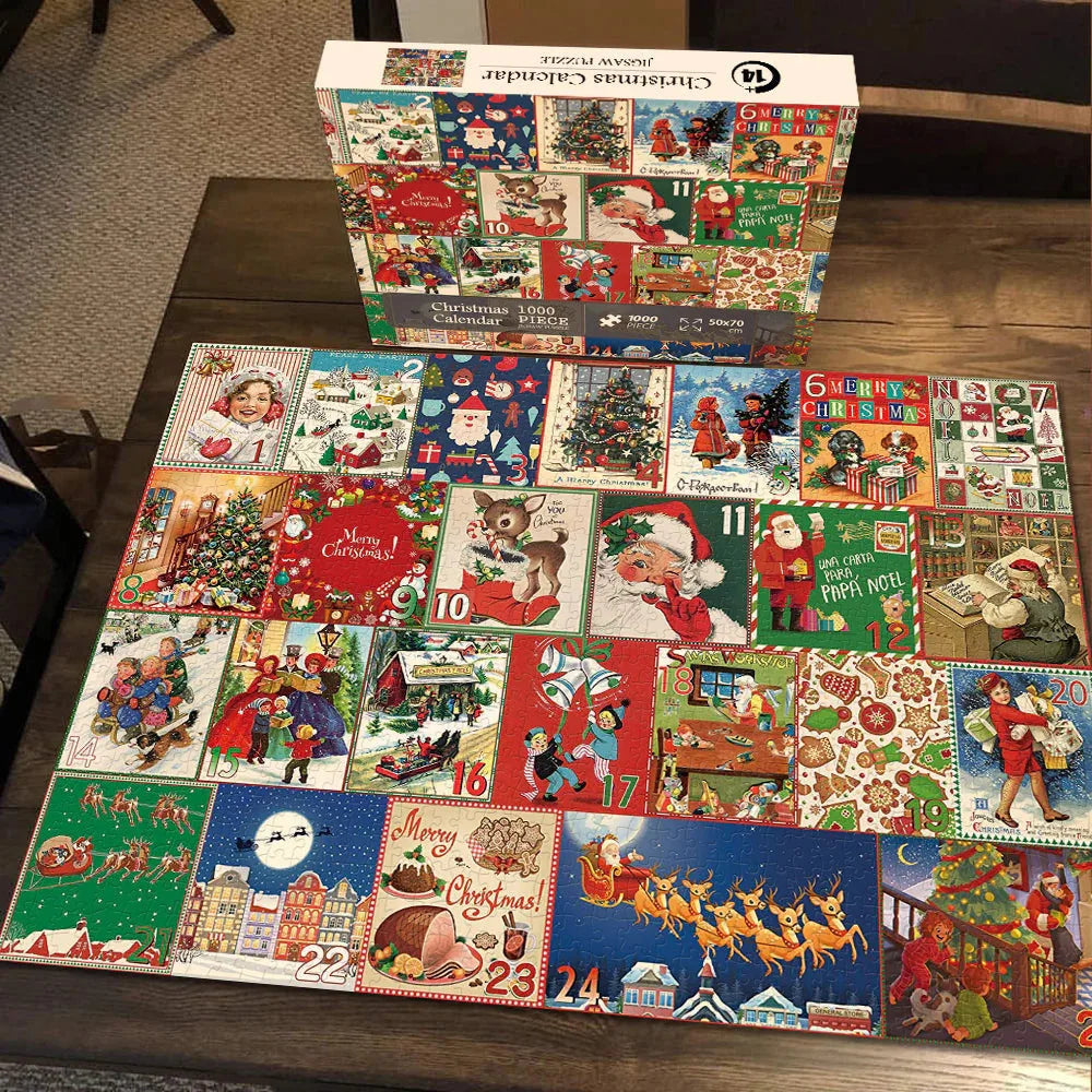 Creative Toy 1000 Pieces Chirstmas Advent Calendar Puzzle 25days Countdown Calendar Diy Puzzles For Kids New Year Chirstmas Gift