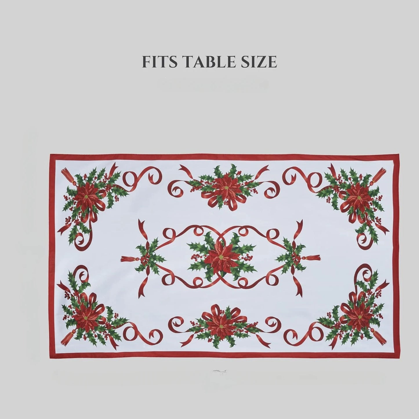 Christmas Ribbon Tablecloth Merry Xmas Table Cloth Harvest Holiday Fall Wedding Party Table Dinning Tablecover Home Decoration