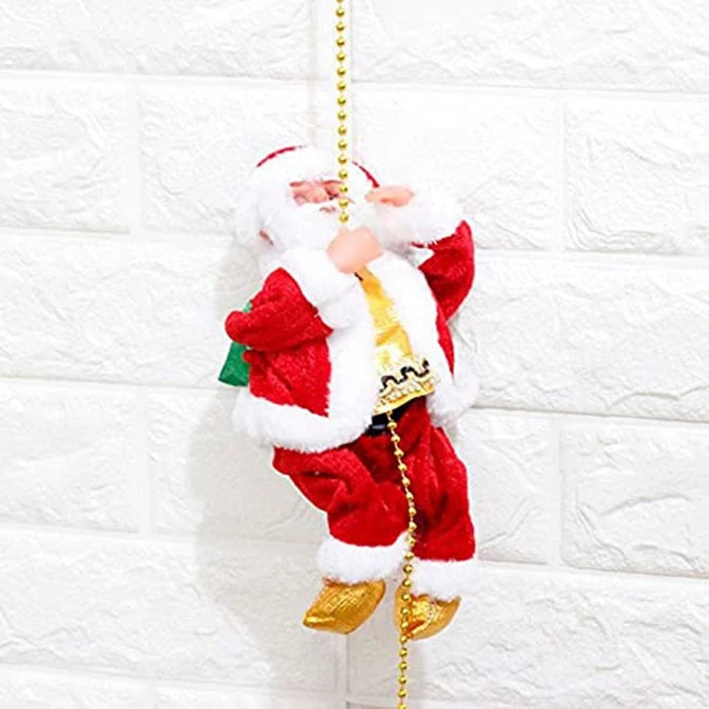 LICG Happy New Christmas Decorations Santa Claus Automatic Climbing On Rope For Home Indoor Shop Xmas Gift Wall Window