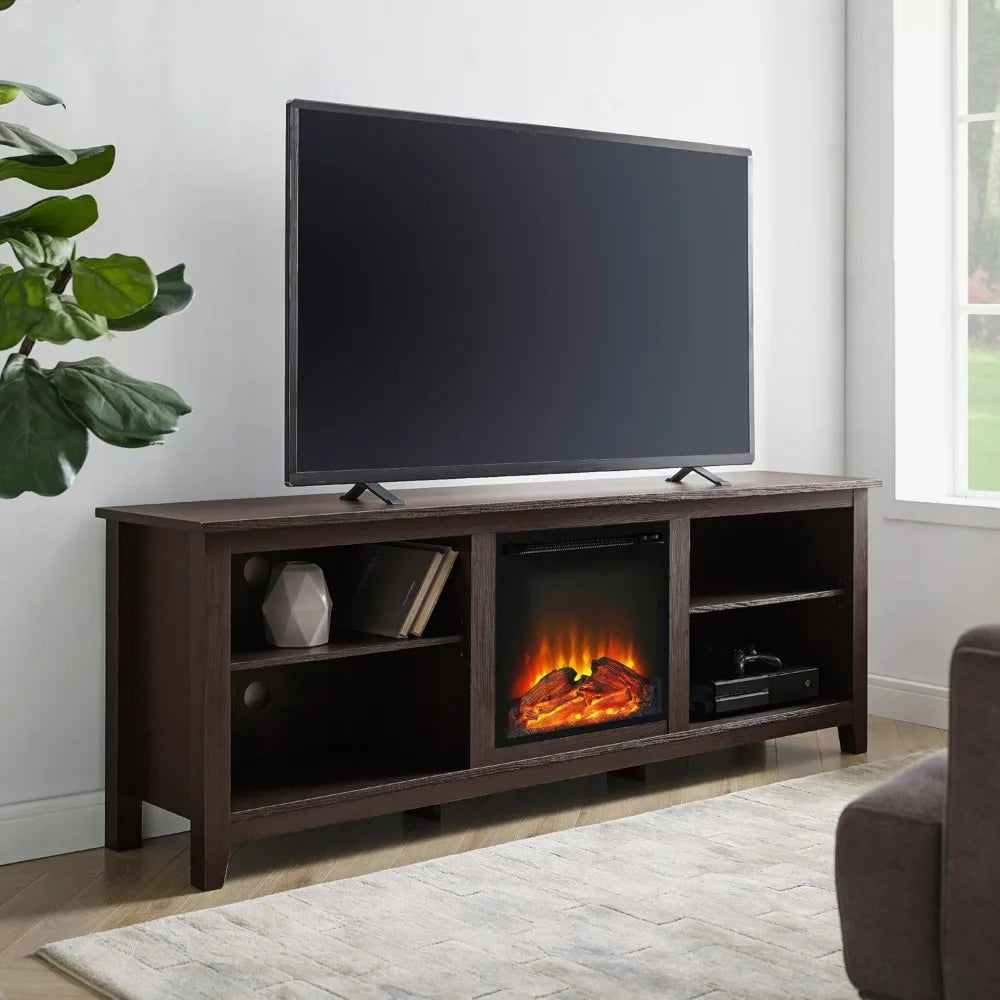 Wren Classic 4 Cubby Fireplace TV Stand for TVs up to 80 Inches, 70 Inch, EspressoTop surface supports up to 150 Ibs.