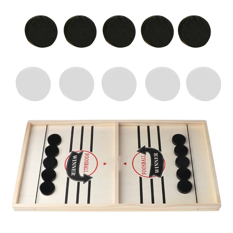 Large Fast Sling Puck Game Wooden Desktop Ice Hockey Table Game, Chess, Foosball