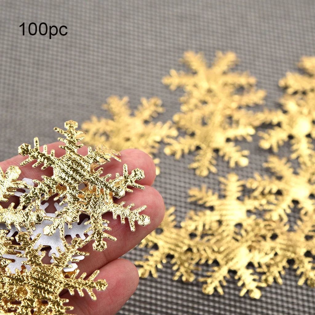 (100pcs/Pack) 40mm Width Christmas Snowflakes Confetti Artificial Snow Xmas Tree Ornaments Decorations For Home Party Wedding#H