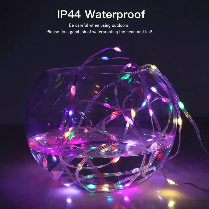 DIY Mode RGBIC Fairy Light String For Christmas Decorations natal New Year 2024 Xmas Tree adornos navidad Bluetooth USB 5V LED