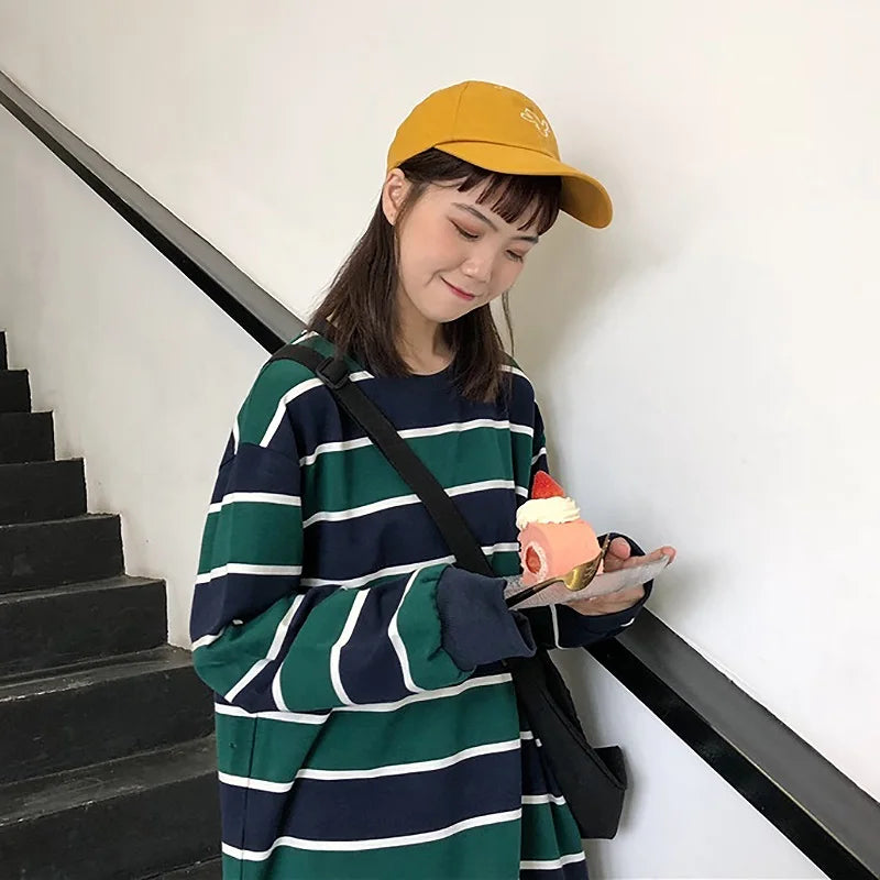 2024 spring hoodies: Stripe Blouse