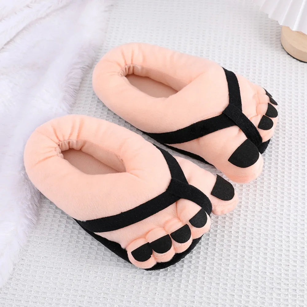 Creative Men Women Winter Slippers Big Feet Creative Couples Funny Slippers House Slides Home Soft Warm Cotton Slider