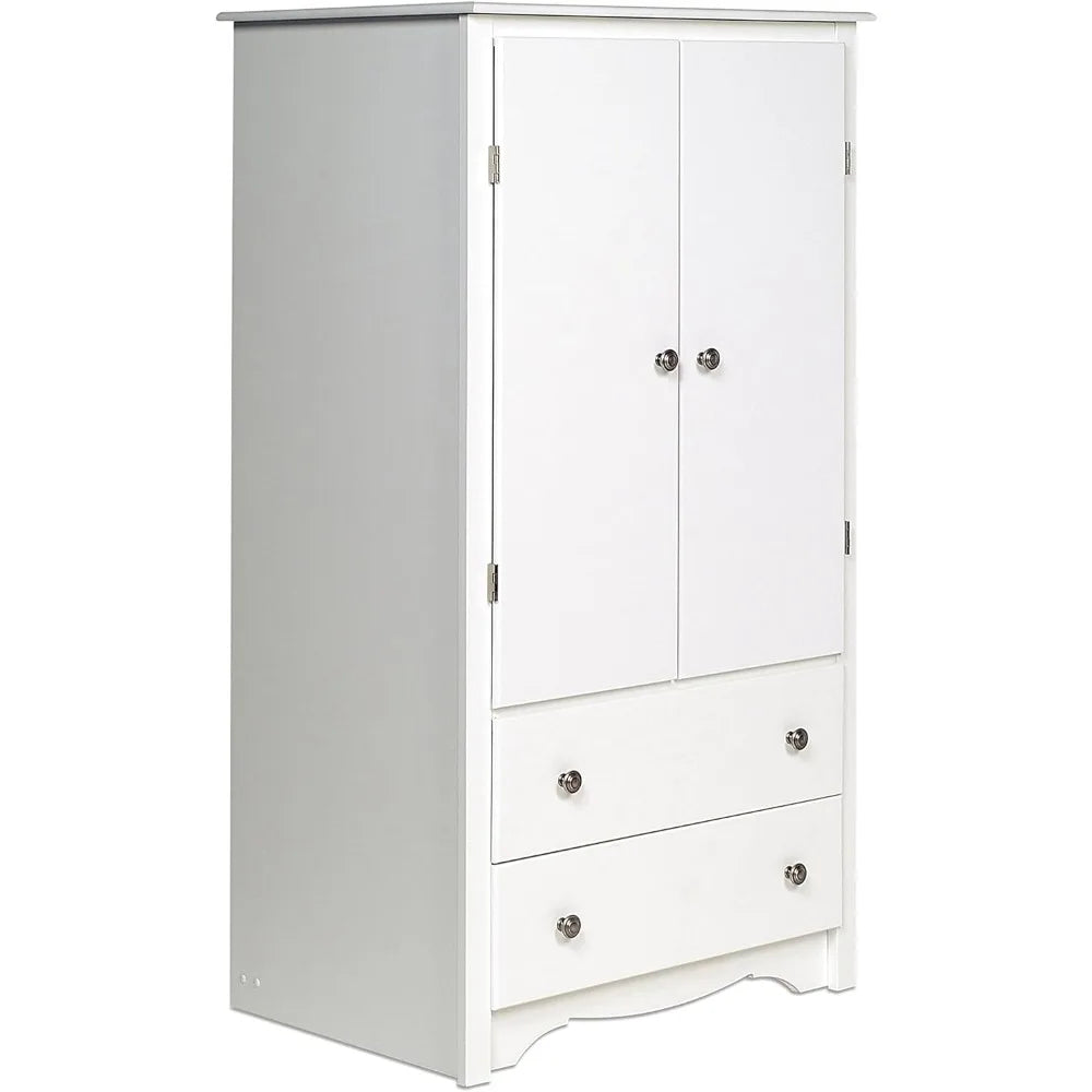 Wardrobe Cabinet: Armoire Dresser for Bedroom with Adjustable Shelf. Features 2-Door Wardrobe Closet & 2 Drawers Free shipping