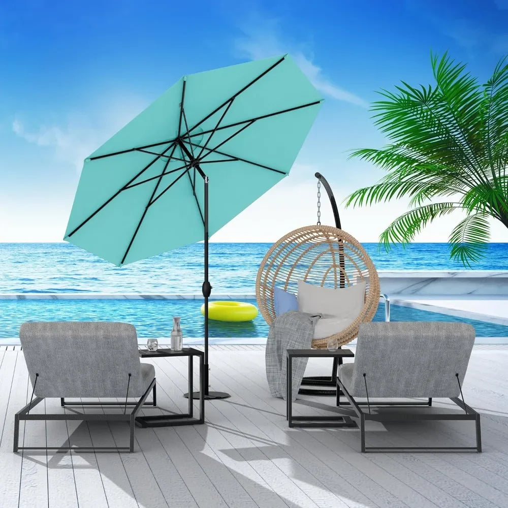 Sunbrella Umbrella 9 Feet Outdoor Umbrella with Sunbrella Aruba Acrylic Fabric - Auto-Tilt Aluminum Frame Patio Umbrella