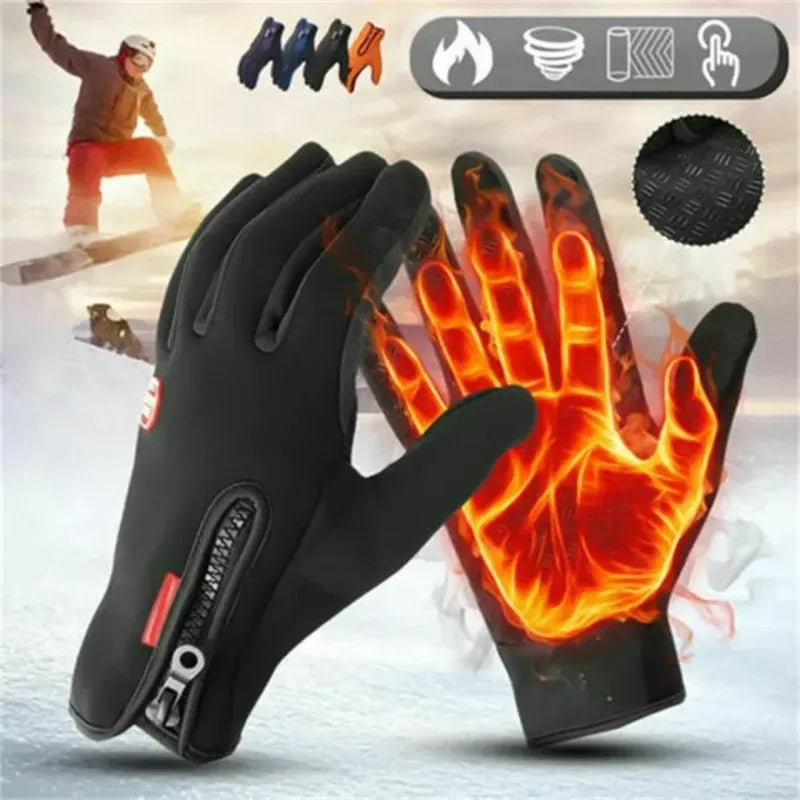 Screen Motorbike Racing Riding Gloves Winter Motorcycle Gloves Winter Thermal Fleece Lined Waterproof Heated Guantes