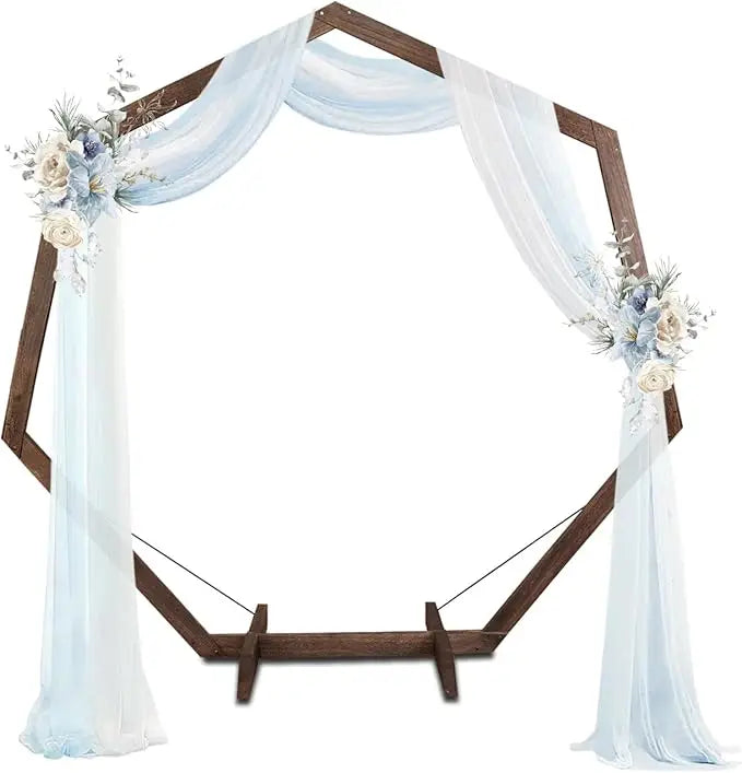 Wedding Arch 7.2FT, Heptagonal Wood Wedding Arches for Ceremony, Wooden Wedding Arch Arbor (Drapes & Flowers Not Included)