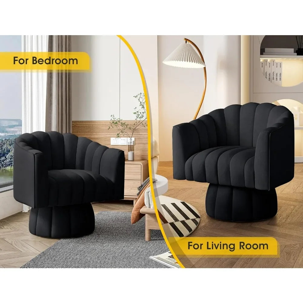 360 Degree Swivel Cuddle Barrel Accent Sofa Chairs, Fluffy Velvet Fabric Chair for Office, Waiting Rooms, Living Room Chairs