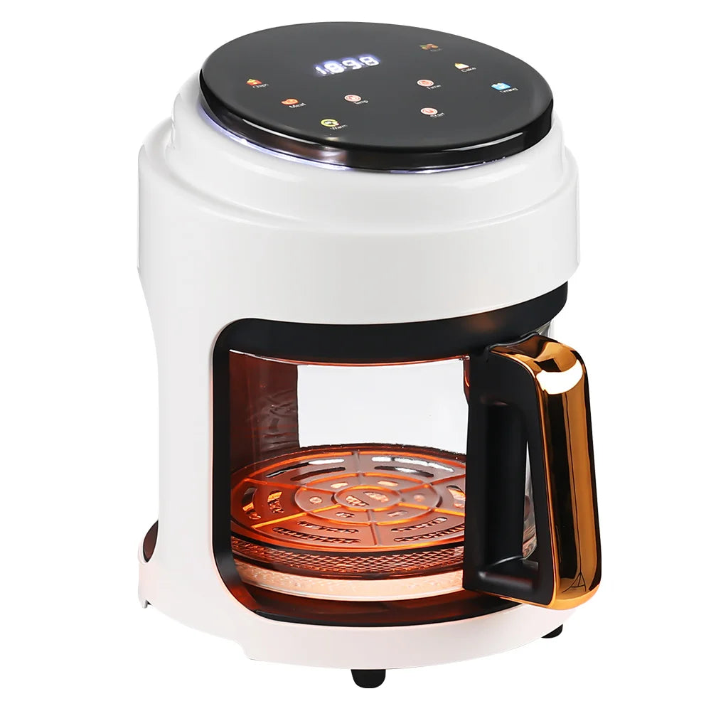 Small White 2.2L Visible Basket Air Fryer with Rapid air Circulation System & Timer & 4 Preset Programs