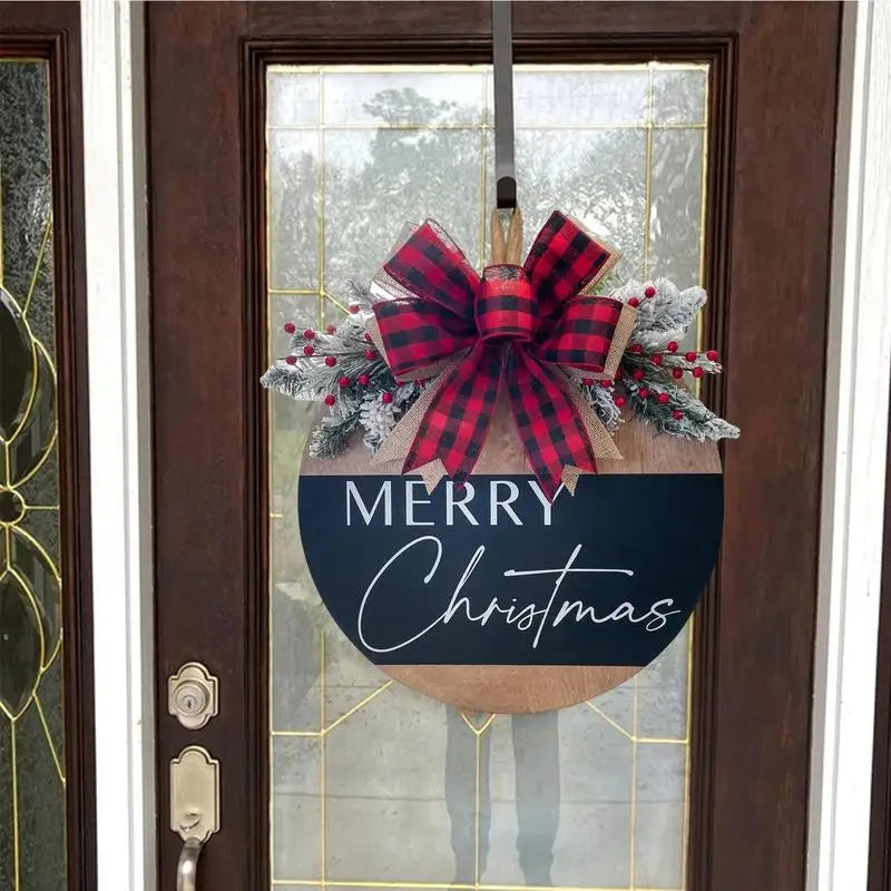 Merry Christmas Wooden Sign Wooden Christmas Front Door Sign Festive Door Signs For Home Durable Christmas Door Sign Christmas