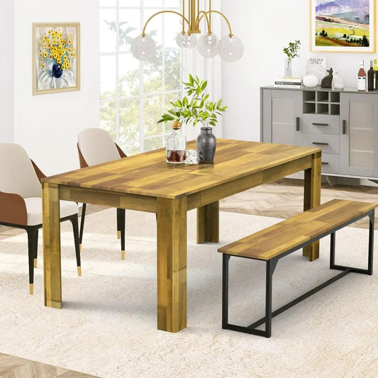 Table for 6- 8, Wood Rectangular Long Table for Big Family, Waterproof & Scratch Resistant, Conference Table (Brown)