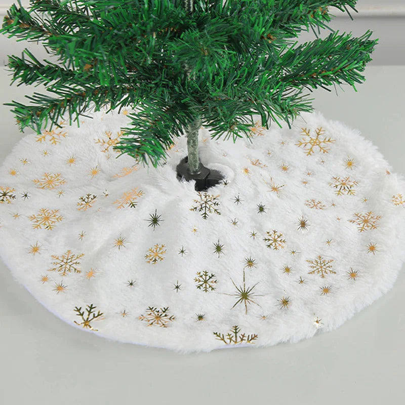 1PC Mini Gold Snowflake Tree Skirt Desktop Christmas Tree Base Decoration Tree Skirt Ornament