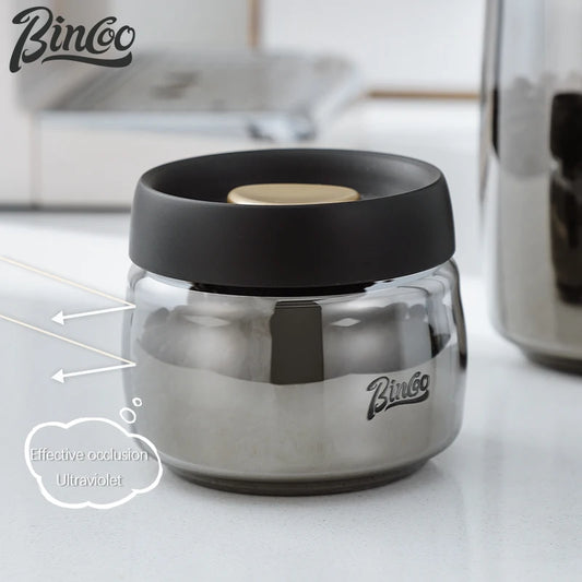 Bincoo coffee bean sealed jar Glass blackout vacuum coffee powder storage jar Tea storage jar Household accessories