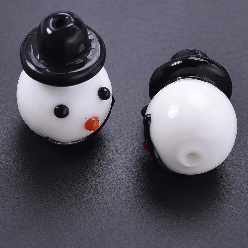 10pcs Christmas Day High Quality Snowman Parody Straight Hole Beading Coloured Glaze Jewelry Used To Hand Diy Necklace Making