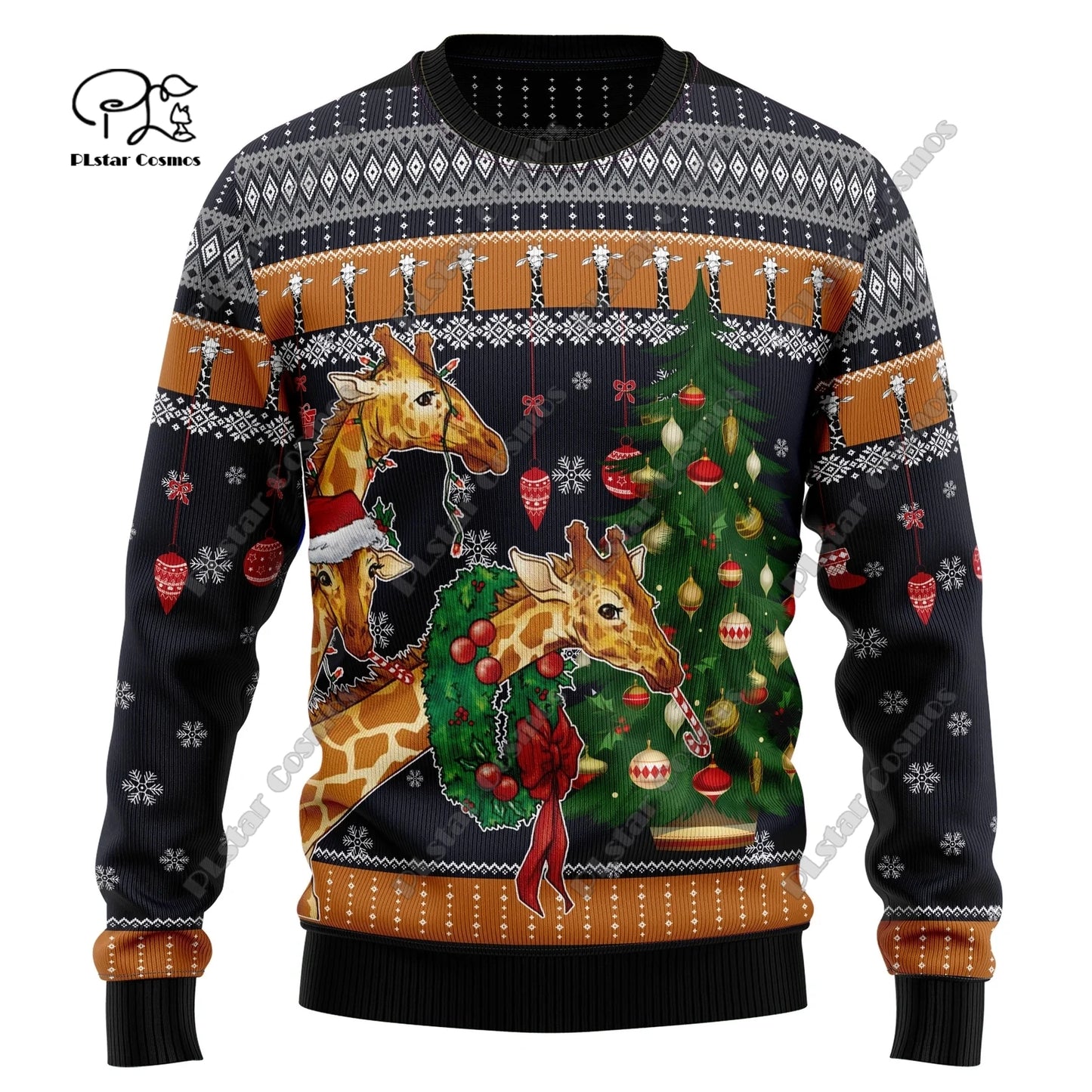 3D Printing Christmas Christmas Tree Santa Claus Tattoo Cat Animal Deer Bear Sweater Streetwear Casual Winter Sweatshirt  M2