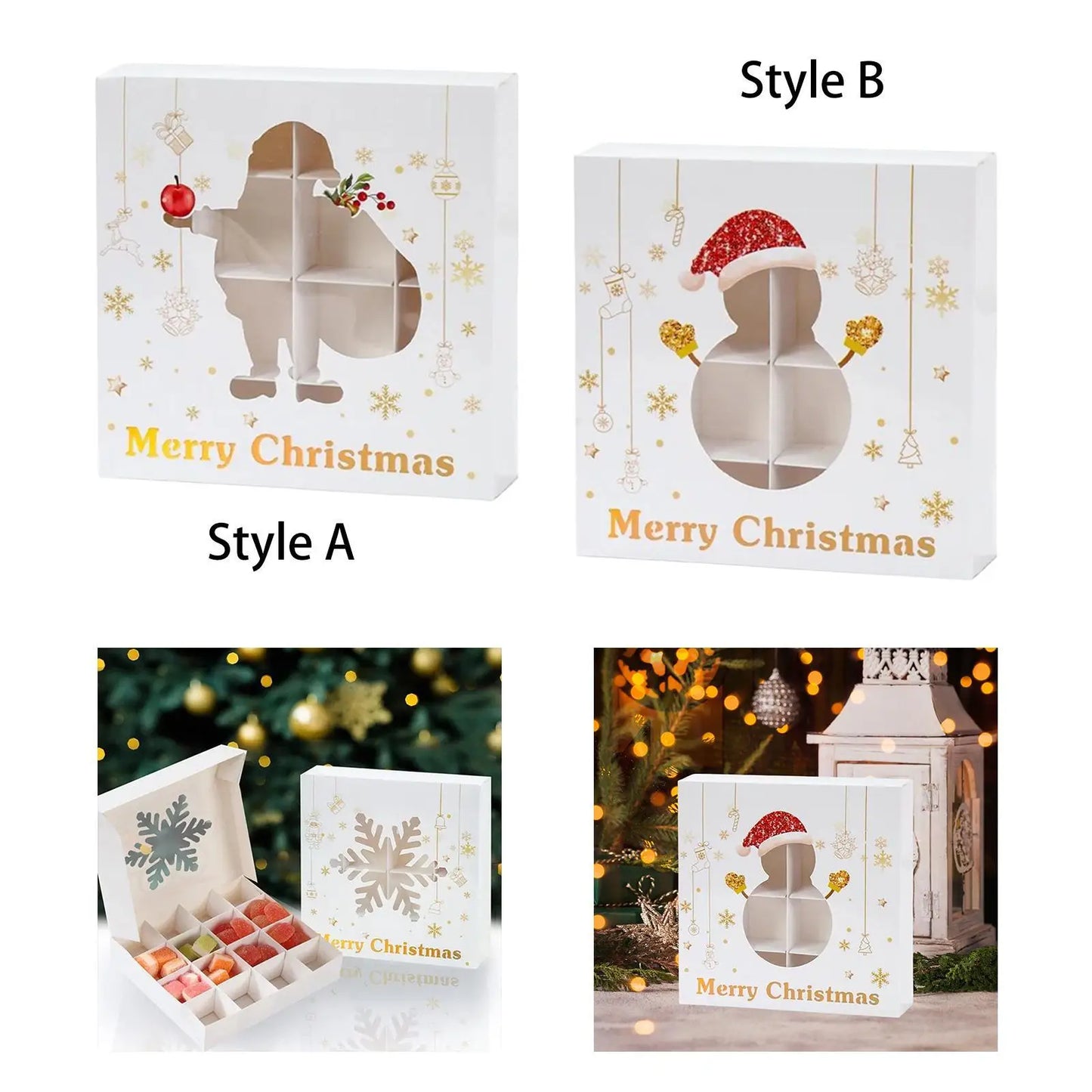 Christmas Candy Box Cookie Gift Basket with Clear Window Decorative Treat Box Pastry Container for Wrapping Gifts Weddings