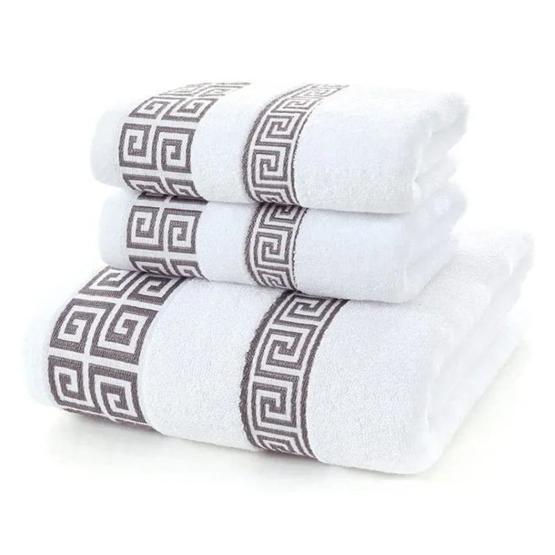 Set of 3 Thicker Bamboo Green Bath Beach Towel Set for Adults Face Hand Sport Towels Bathroom 35cmX75cm*2pcs And 70cmx140cm*1pcs