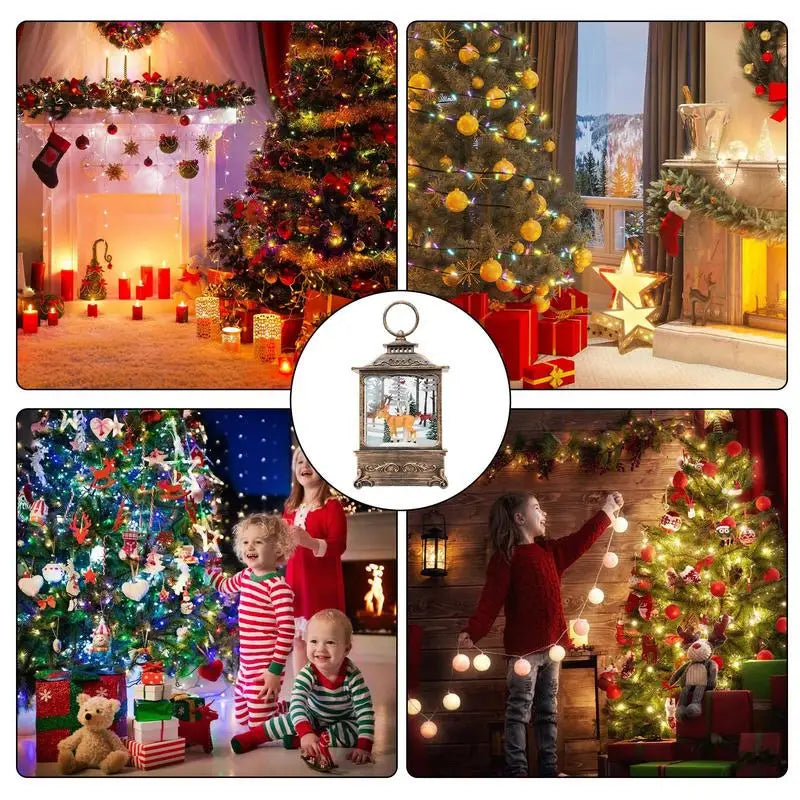 Christmas Snow Globe Lantern Rotating Christmas Snowglobes Lights Swirling LED Snow Globe For Christmas Decoration Gifts