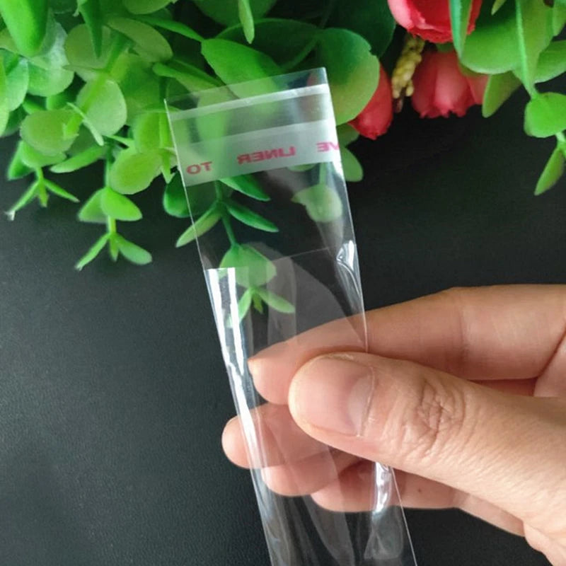 100Pcs Clear Plastic Self Adhesive Bag Self Closing Jewelry Accessories Candy Packaging Resealable Gift Cookie Packaging Bag