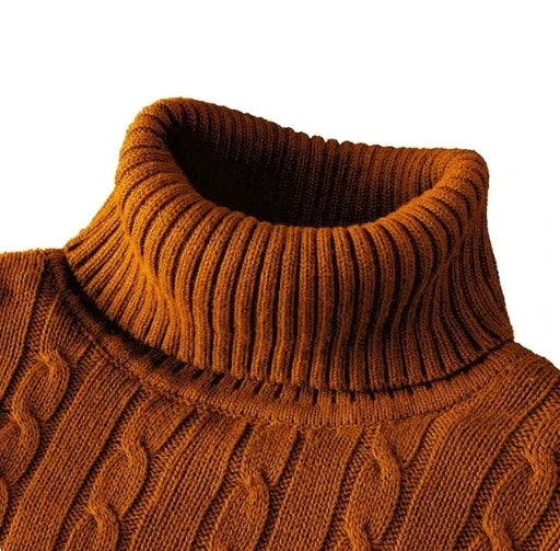 New Men's High Neck Sweater Solid Color Pullover Knitted Warm Casual Turtleneck Sweatwear Woolen Mens Winter Outdoor Tops