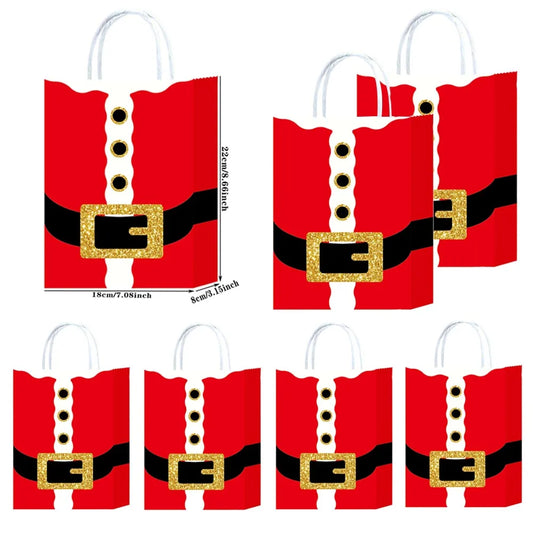 10/30/50pcs Christmas Paper Bags For Christmas Party Decor Holiday Party Gift Bag with Handle Gift Wrapping  Xmas Party Supplies