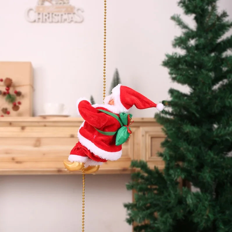 Santa Claus Climbing On Rope Ladder 2024 New Year Xmas Decor Gifts Christmas Home Pendant Xmas Trees Pendant Hanging Ornament