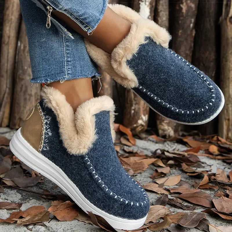 Women 2024 New Winter Boots Zapatos Mujer Slip on Ankle Boots  Women's Boots Warm Fur Winter ShoesSnow Winter Footwear Female