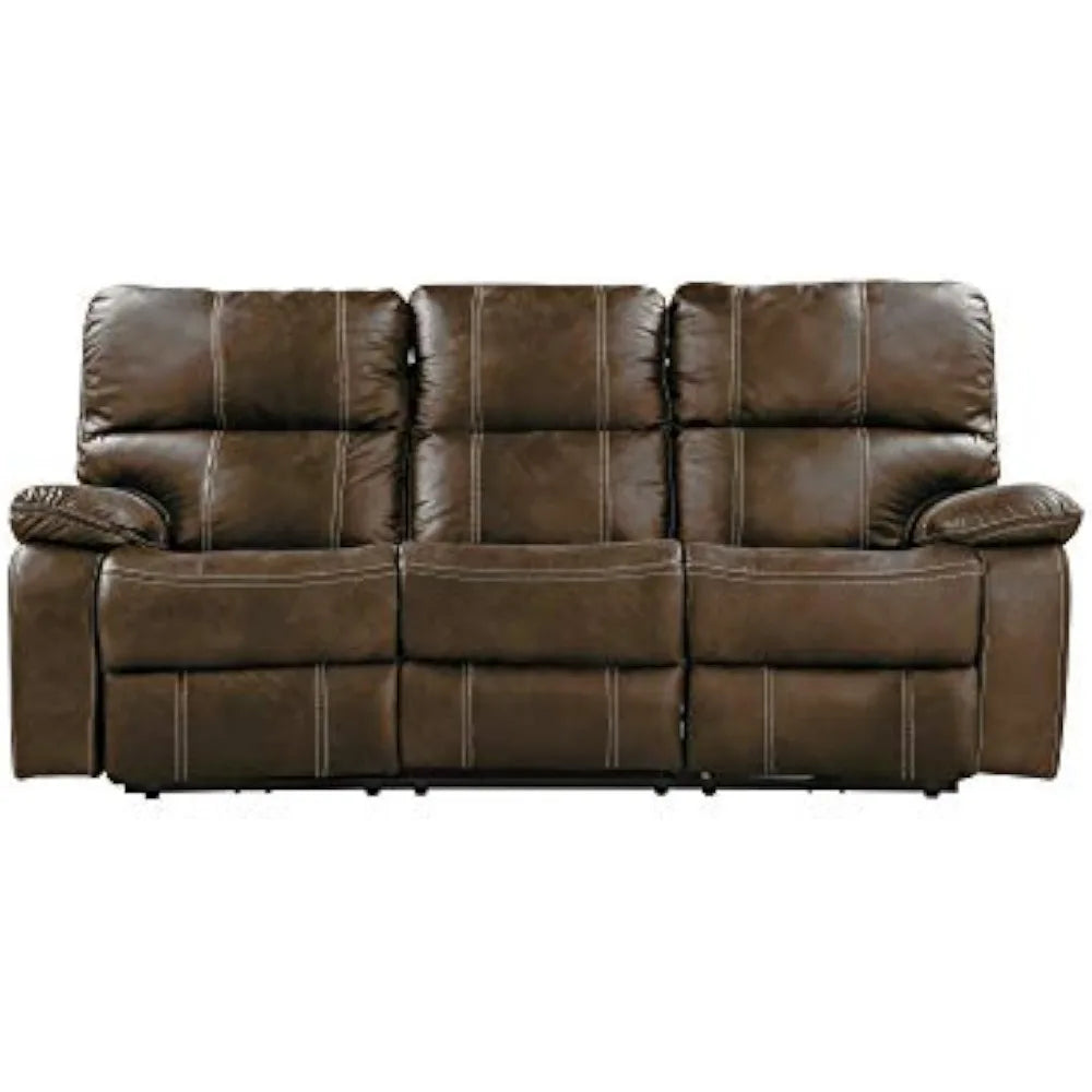 Zoey Chocolate Brown 84" Power Sofa with Dual Recliners, Microsuede Upholstery, and USB Charging Station