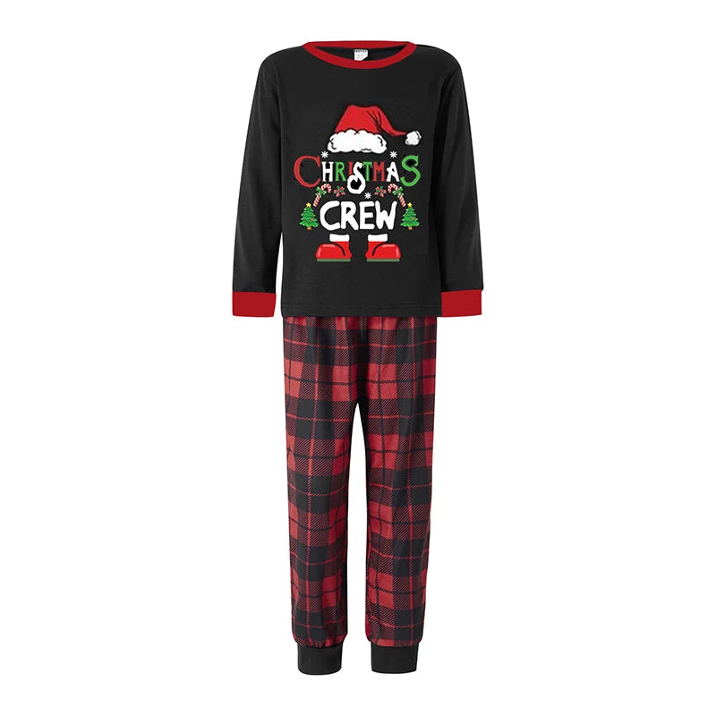 2024 Christmas Family Pajama Set Xmas Pjs Cute Printed Top + Plaid Pants, Festive Matching Sleepwear for the Whole Family