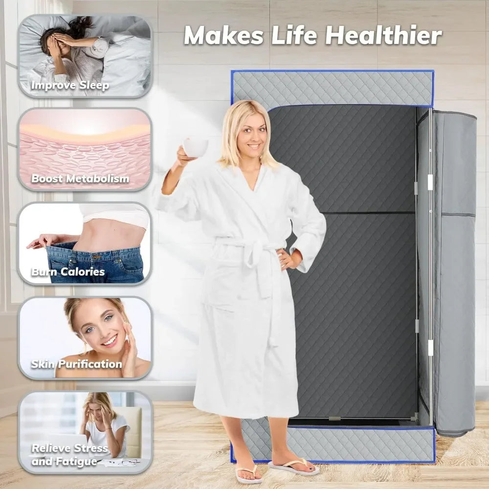 Portable Sauna for Home - Steam Room with Fast Heating, 9 Temperature Settings,Waterproof Personal Sauna Box with Remote Control