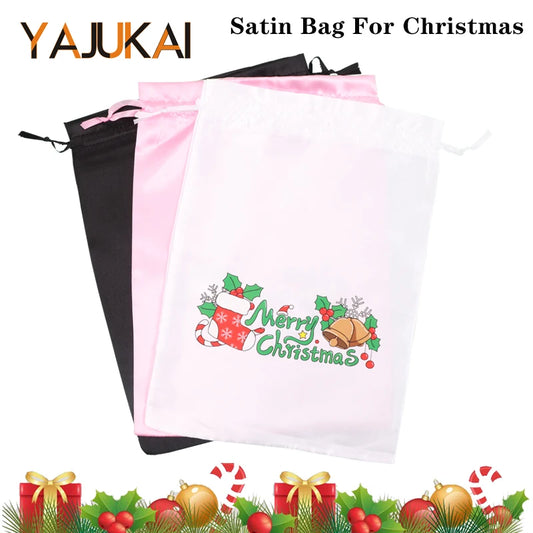 Silk Satin Packaging Bags For Wigs Christmas Gift Bags Soft Silk Pouches Hair Storage Bags With Drawstring Hair Extensions Tools