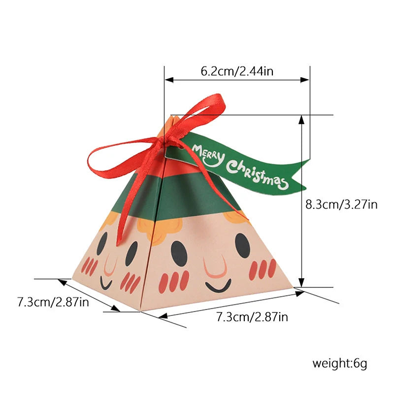 10 Pcs Christmas Gift Boxes Triangle Boxes Candy Paper Boxes Merry Christmas Gift Bags Candy Cookie Wrapping