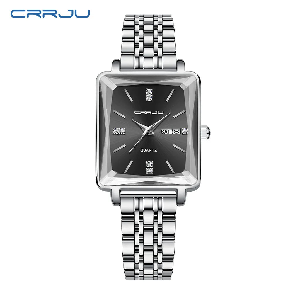 CRRJU Women Watches Creative Steel Dress Bracelet Wristwatches Ladies Square Waterproof Female Relogio Feminin