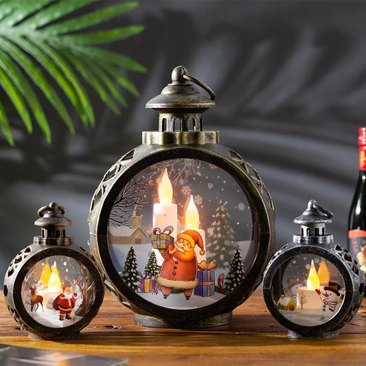 Christmas Decorations Vintage Night Lights Glowing Gift Window Displays Desktop Decorations Props Festive Atmosphere Pendants