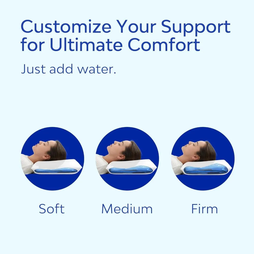 Water Pillow - Elite Collection, Fiber Pillow. Orthopedic Pillow for Neck Pain Relief, Adjustable Water Pillow for Sleeping.