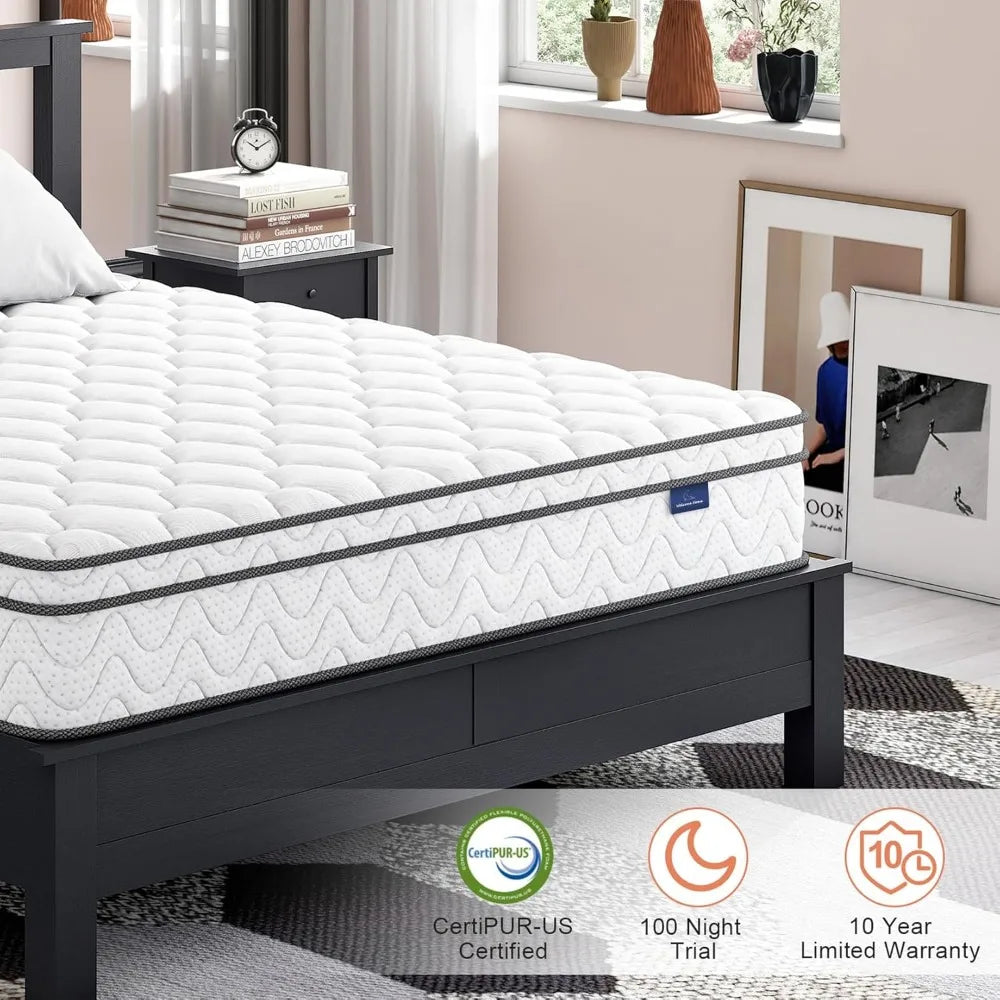 Double Topper Twin Mattress 14 Inch Queen Size Hybrid Mattress in a Box Bed Mattresses Sleeping Mats Matress Mat Inflatable Home