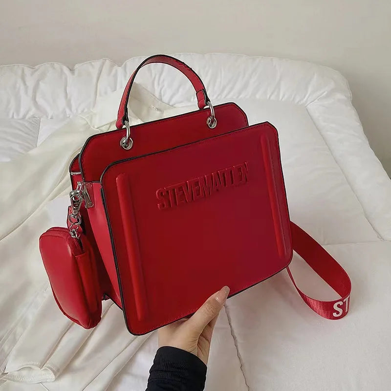 2024 New Trendy Handbags with Popular Lettering, Single Shoulder Bags, Solid Color Crossbody Bags