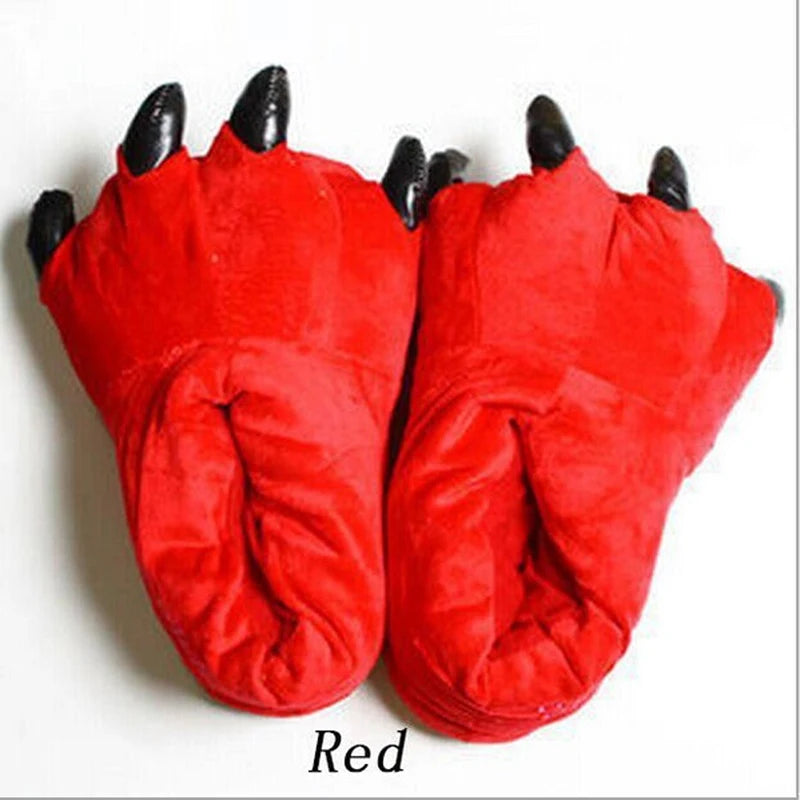 Winter Warm Soft Indoor Floor Slippers Women Men Shoes Paw Funny Animal Christmas Monster Dinosaur Claw Plush Home