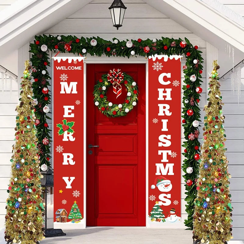 New Merry Christmas Banner Christmas Porch Fireplace Wall Signs Flag For Christmas Decorations Outdoor Indoor