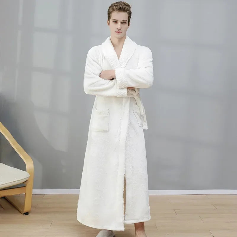 Female Autumn and Winter Warm Long Coral Velvet Thick Couple Bath Bathrobes Men Women Pajamas Shower Robe Bath Towels For Adults