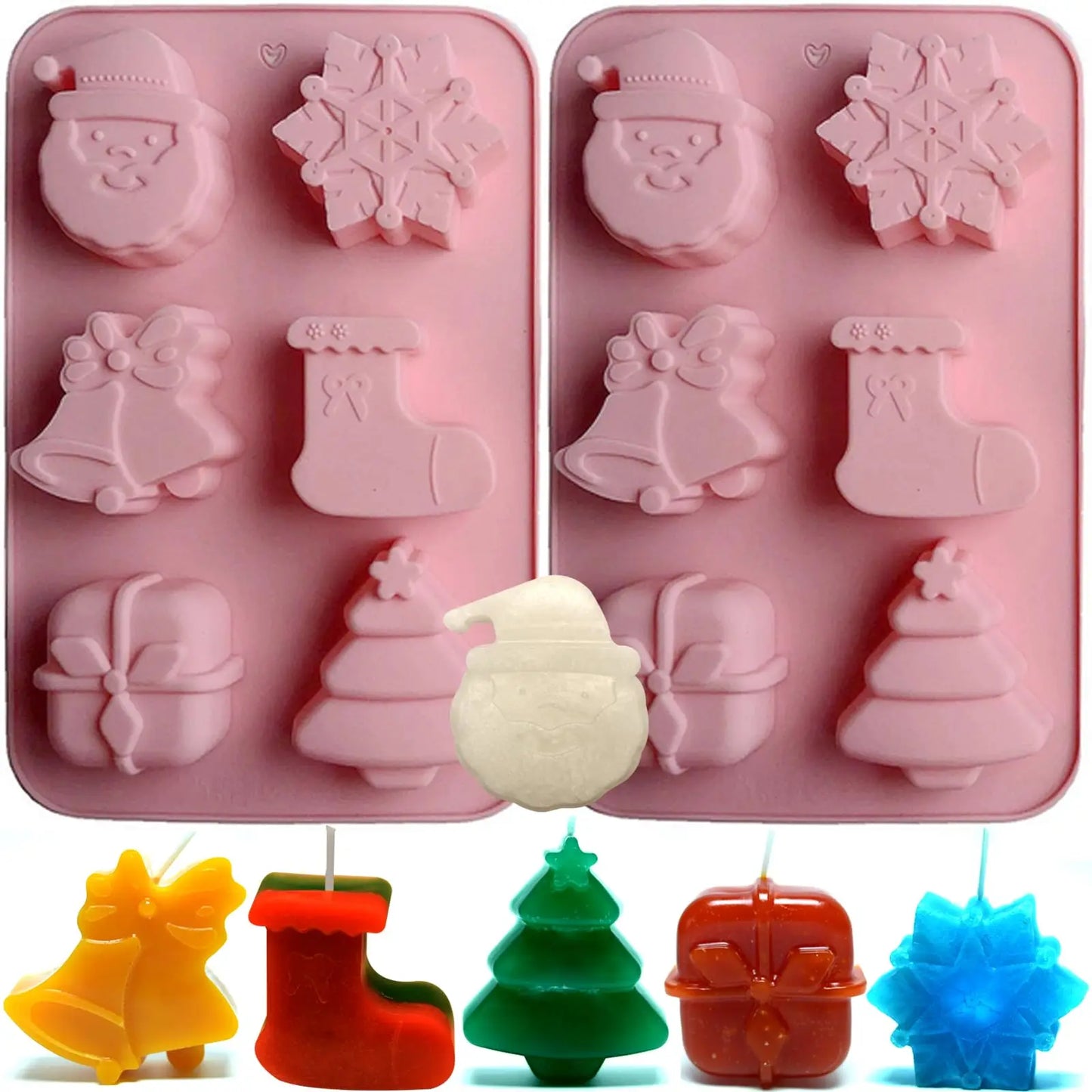 Christmas Soap Molds Christmas Silicone Molds for Soap Making Candle Making Cake Baking Christmas Tree Socks Santa Claus GiftBox