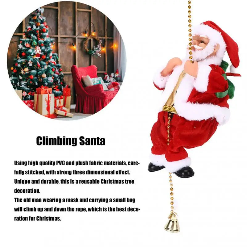 Santa Claus Climbing On Rope Ladder 2024 New Year Xmas Decor Gifts Christmas Home Pendant Xmas Trees Pendant Hanging Ornament