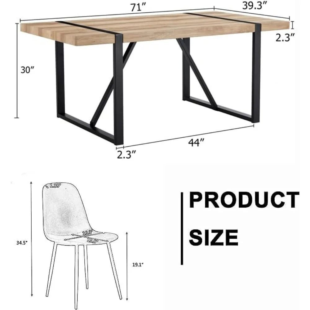 9 Piece Dining Table Set for 8 Desk Chair Modern 71'' Rectangle Wood Dining Table and Fabric Dining Chairs 8 Chaises Room Living