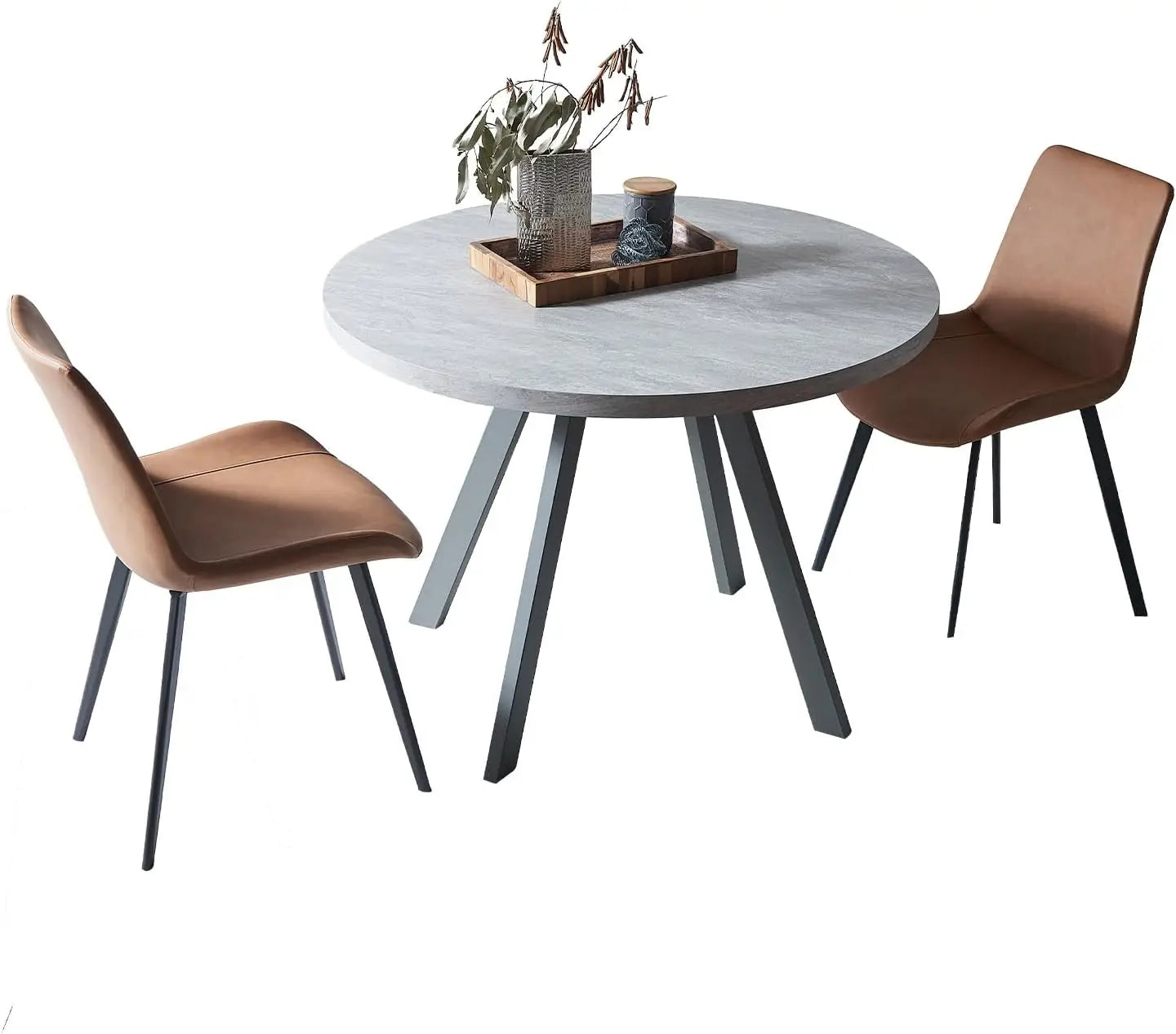 Round Dining Table Set for 4, Modern Casual Coffee Table Set for Kitchen, Living Room, Apartment, Space Saving