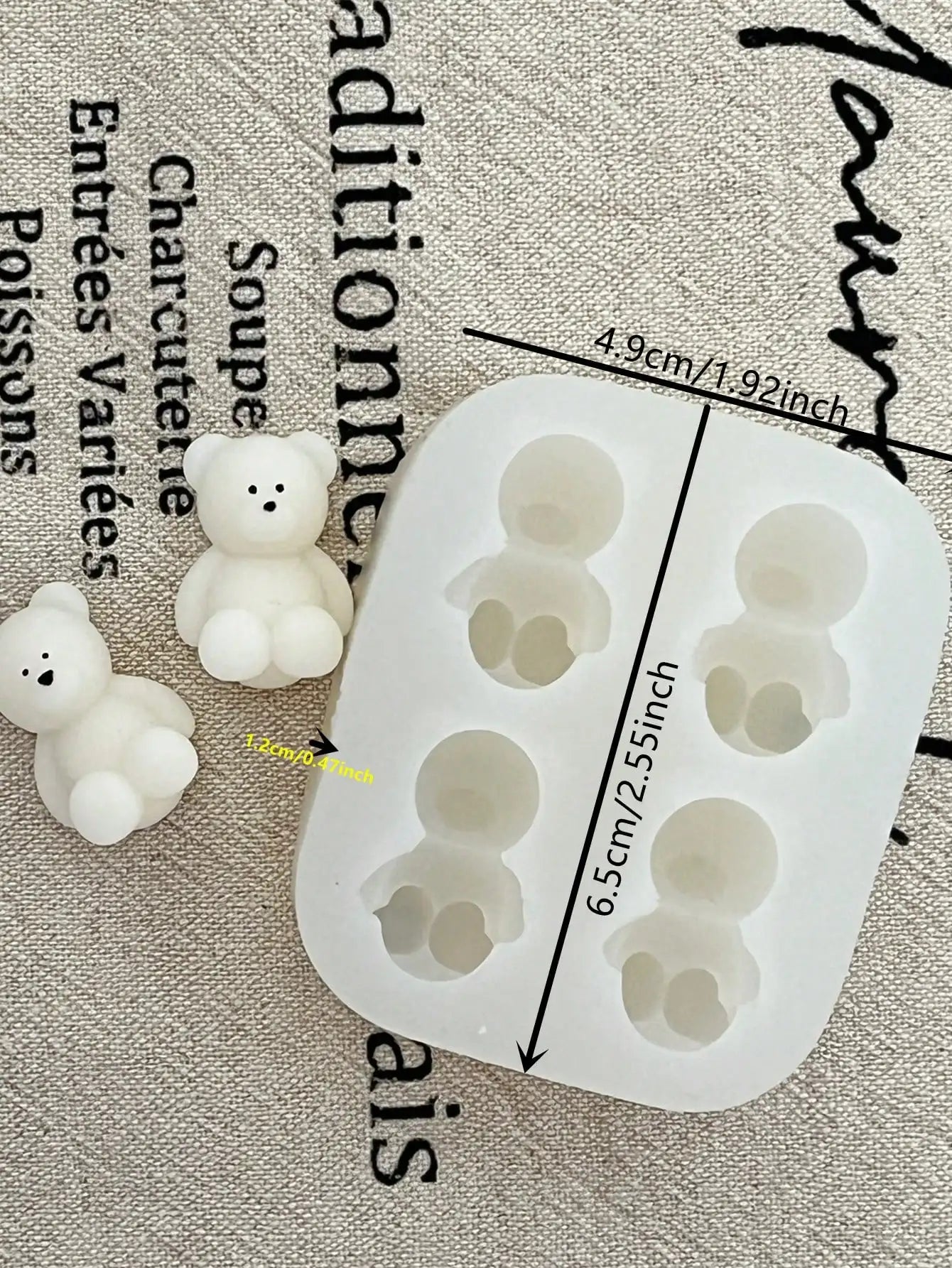 Mini Bear Silicone Mold 4 holes DIY Candle Mold for Candle Making Chocolate Mold Baking Mold Fondant Cake Mold