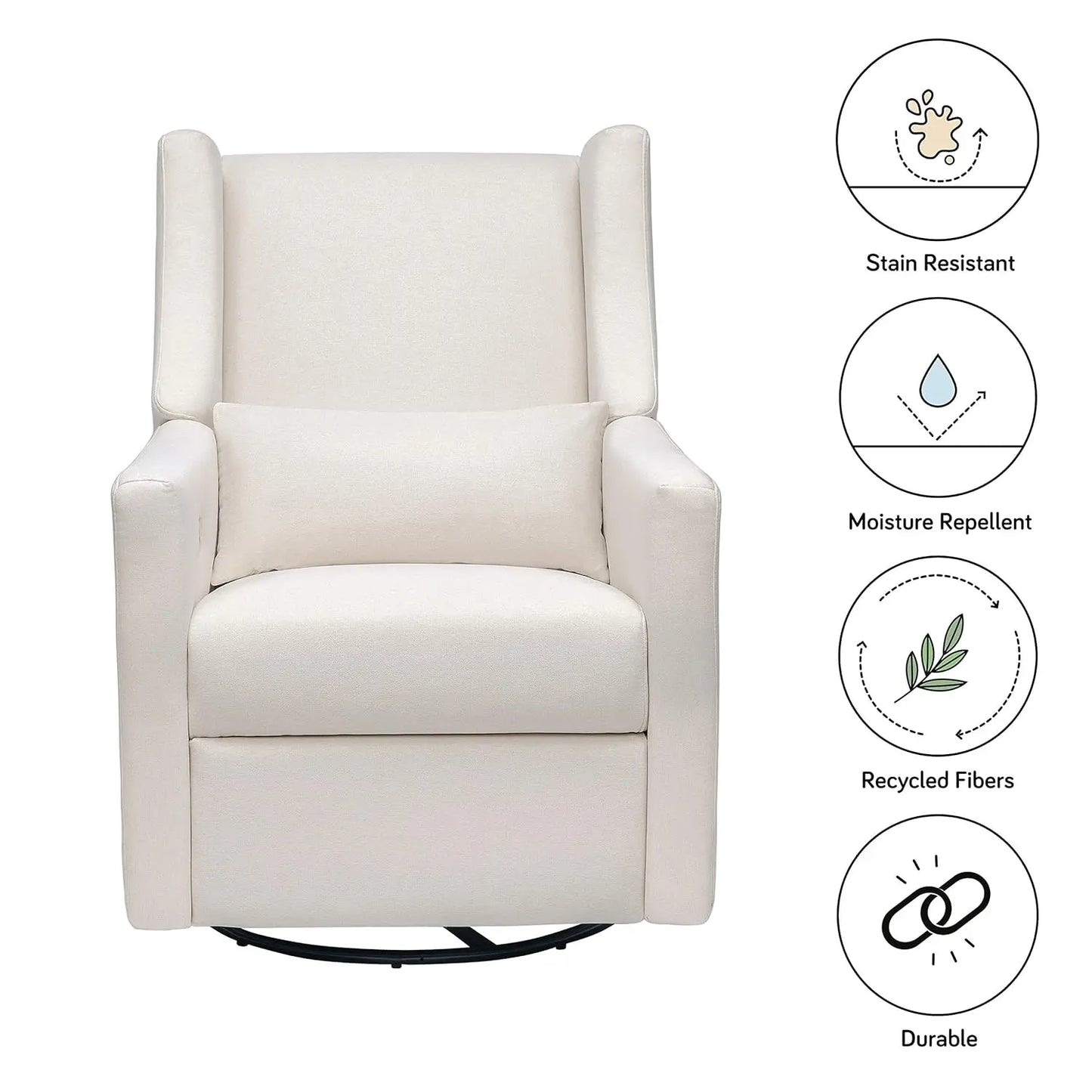 Electronic Power Recliner and Swivel Glider with USB Port in Performance Cream Eco-Weave, Water Repellent & Stain Resistant