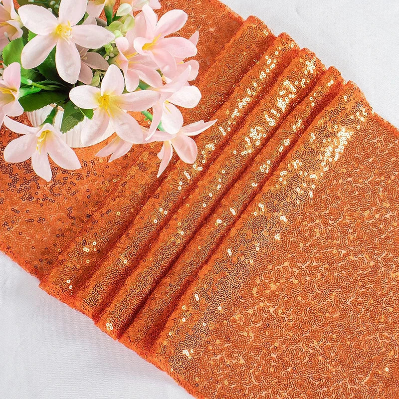 Orange Sequin Table Runner for Weddings Decoration Bridal Baby Shower Birthday Parties Christmas Thanksgiving Halloween Supplies